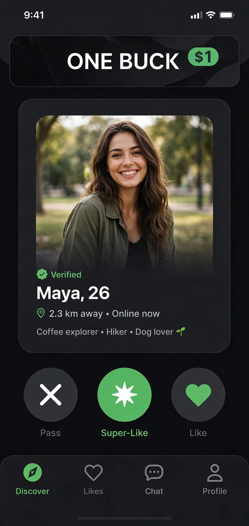 ONE BUCK Dating app screenshot